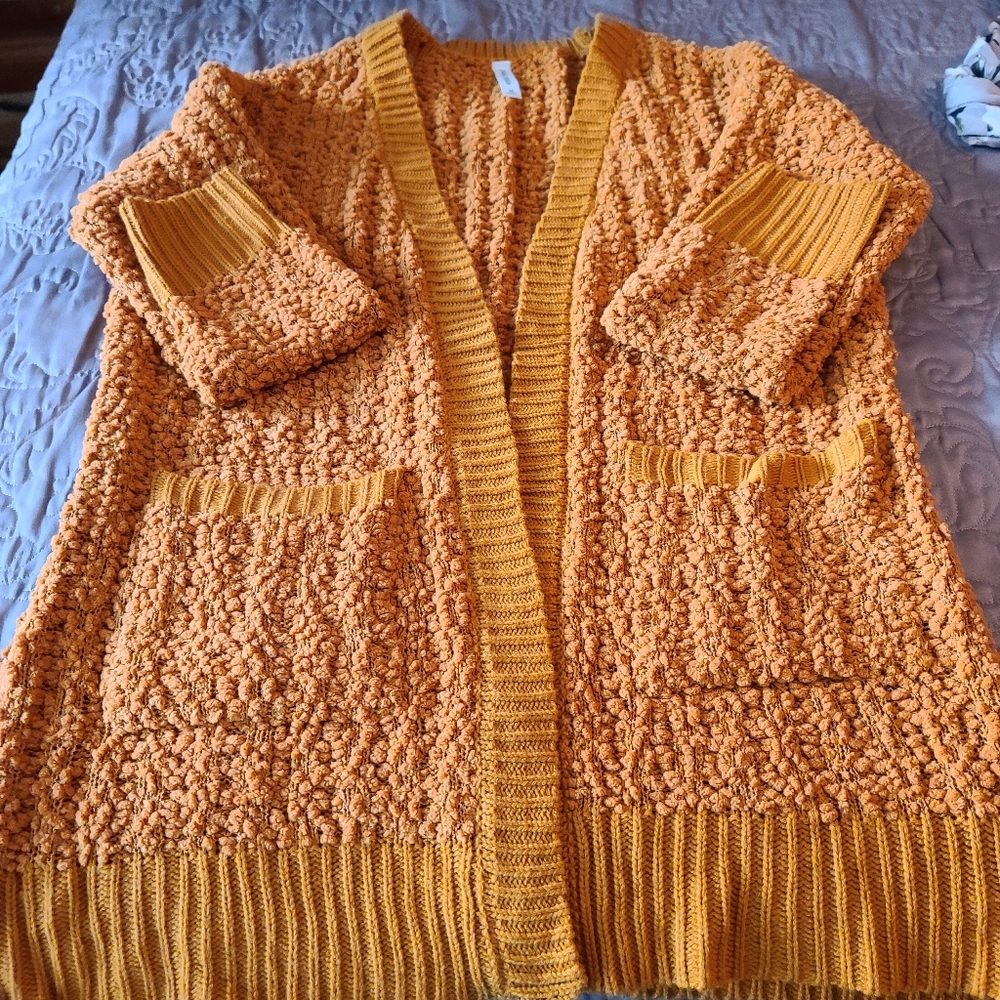 Zenana Bubble Cardigan Pumpkin